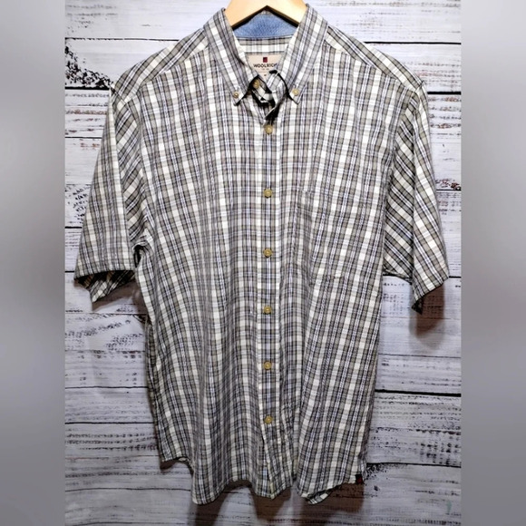 Woolrich Button Down Shirt Green size Large‎ Plaid Casual Lightweight Summer - Picture 1 of 5